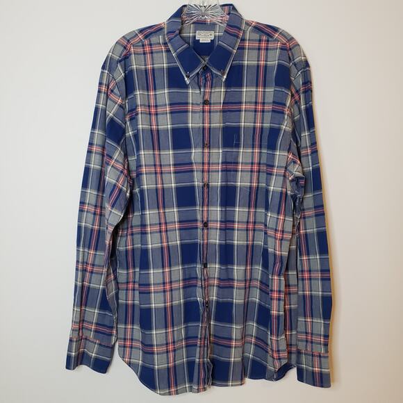 J. Crew Buttondown Shirt Blue Plaid Men's XL - Picture 2 of 5